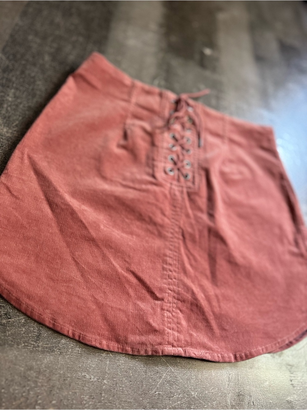 Forever 21 Lace-Up Corduroy Mini Skirt in Rust